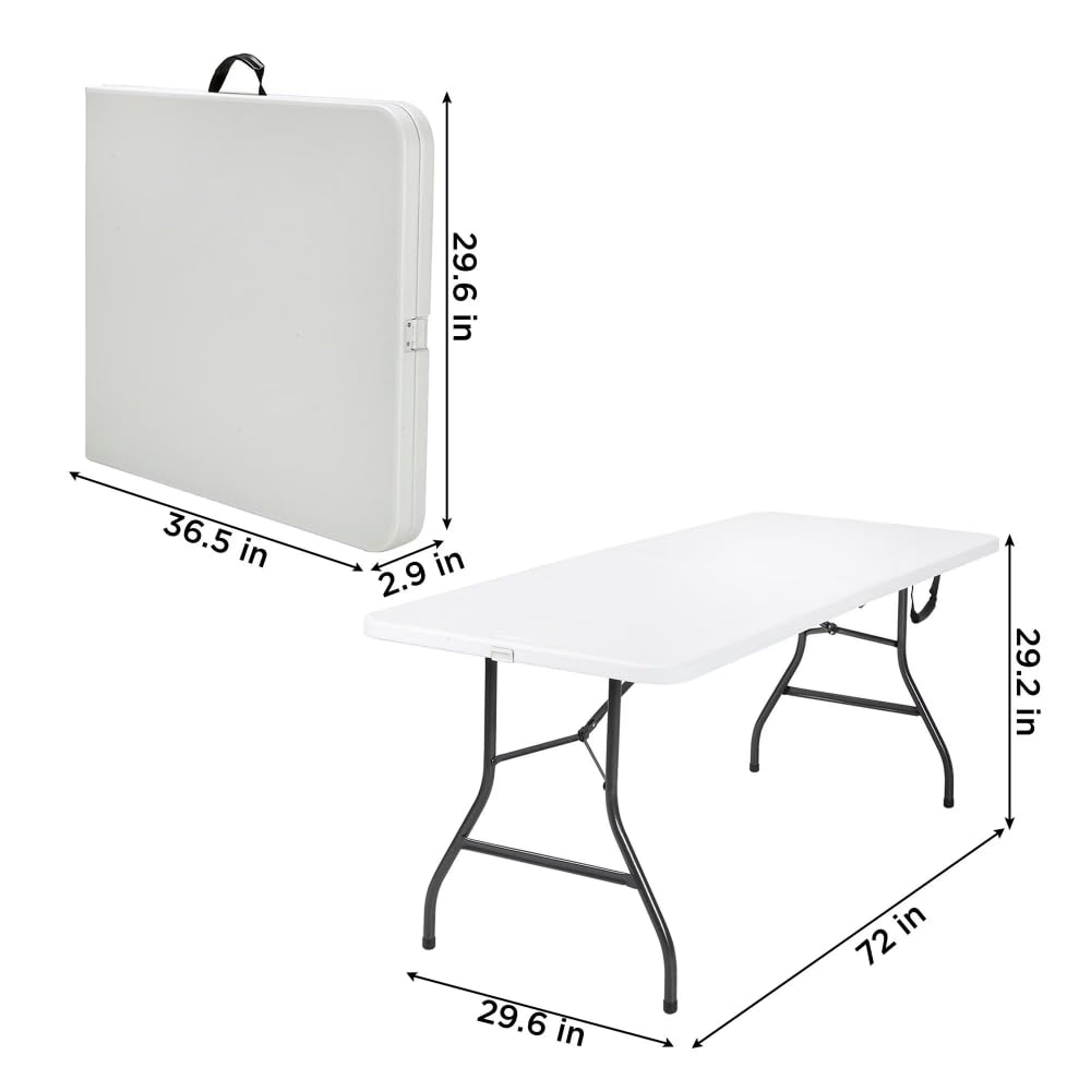 6 ft White Speckle Folding Utility Table V91149