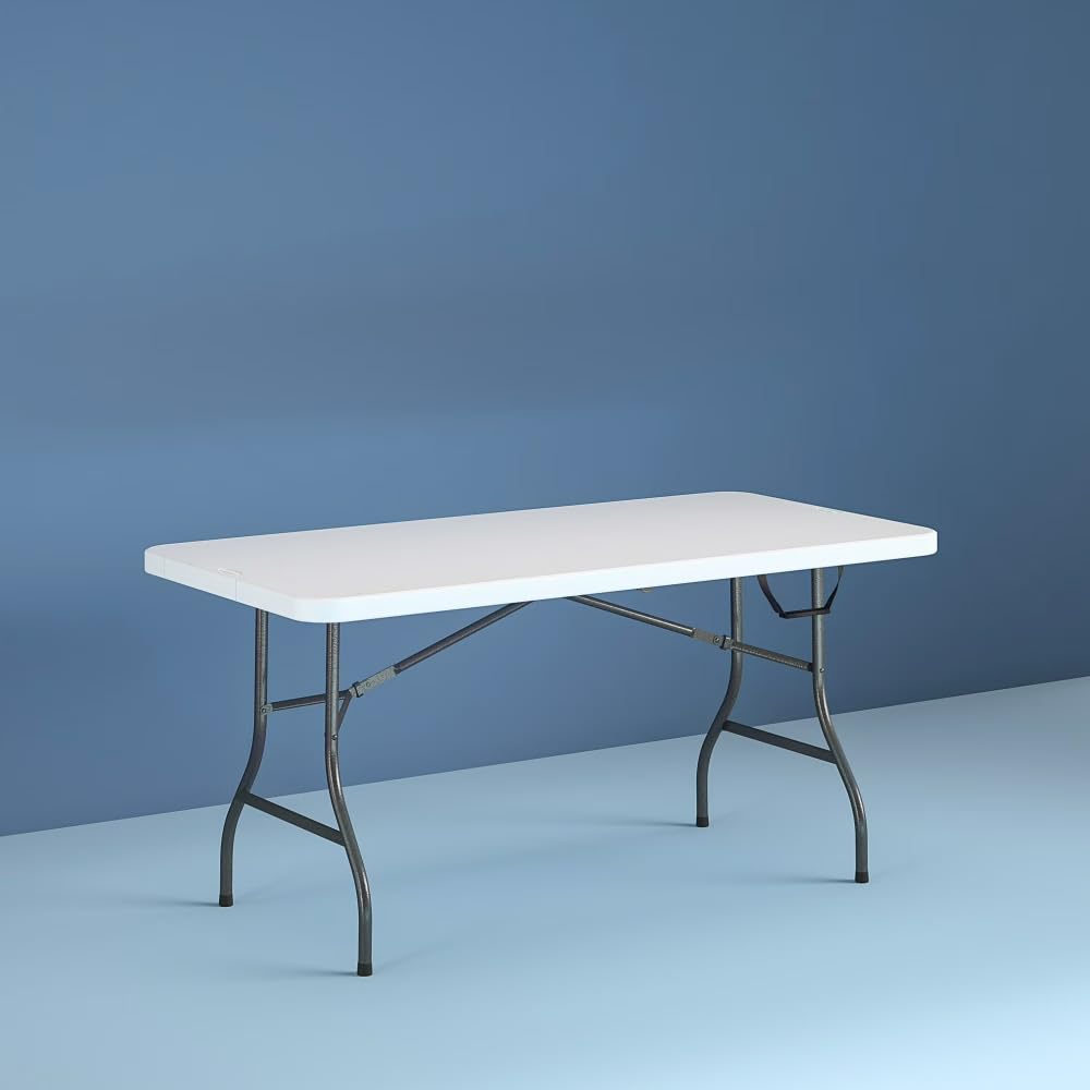 6 ft White Speckle Folding Utility Table V91149