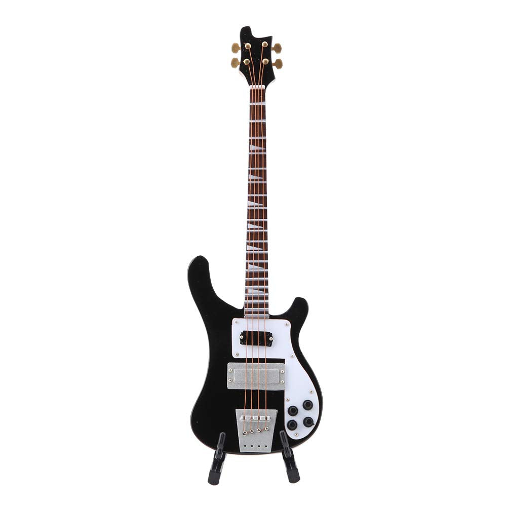 Black Miniature Bass Guitar with Stand and Case W468