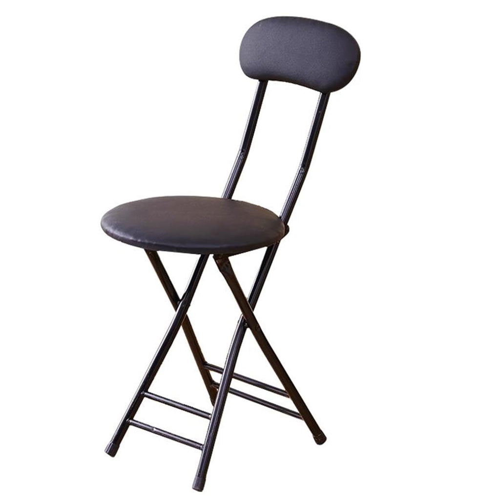 Folding High Back Stool Heavy Duty 18" Collapsible Round Stool with Compact Design and Padded Seat (Black 47cm/18.5in) J950