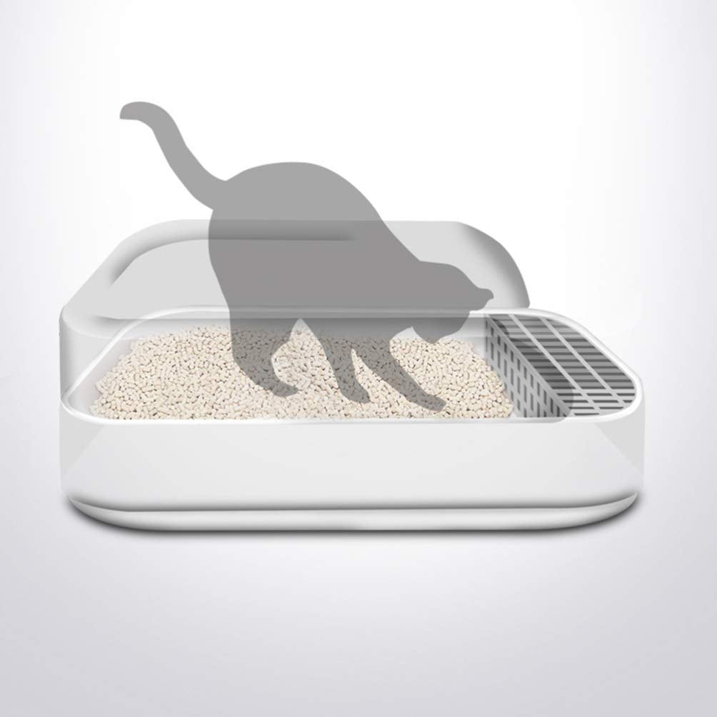 Plastic Half Covered Cat Litter Box A244281