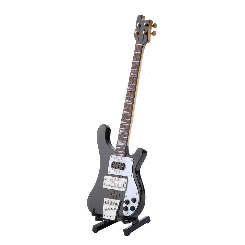 Black Miniature Bass Guitar with Stand and Case W468