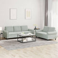 Light Gray Velvet 2 Piece Sofa Set S839230