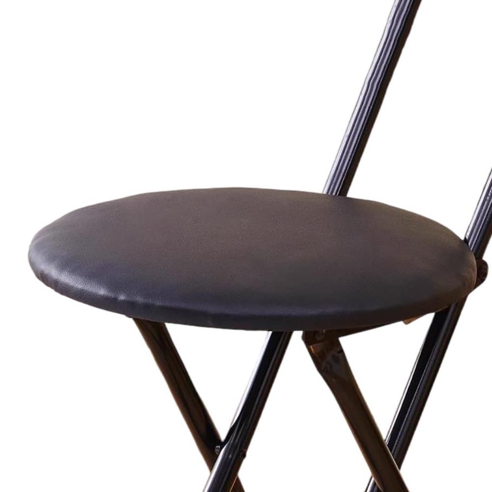 Folding High Back Stool Heavy Duty 18" Collapsible Round Stool with Compact Design and Padded Seat (Black 47cm/18.5in) J950