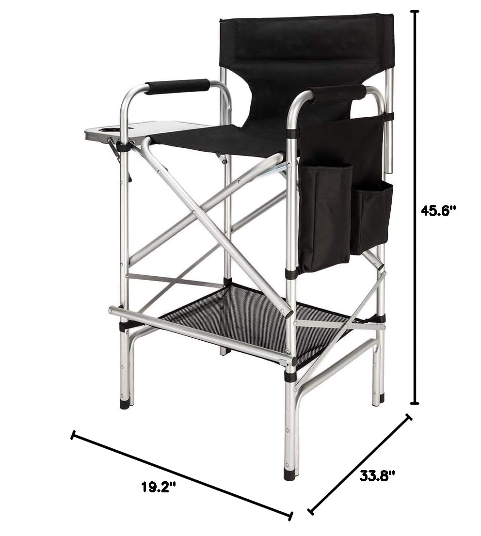 Black Folding Director Chair with Side Table S9309