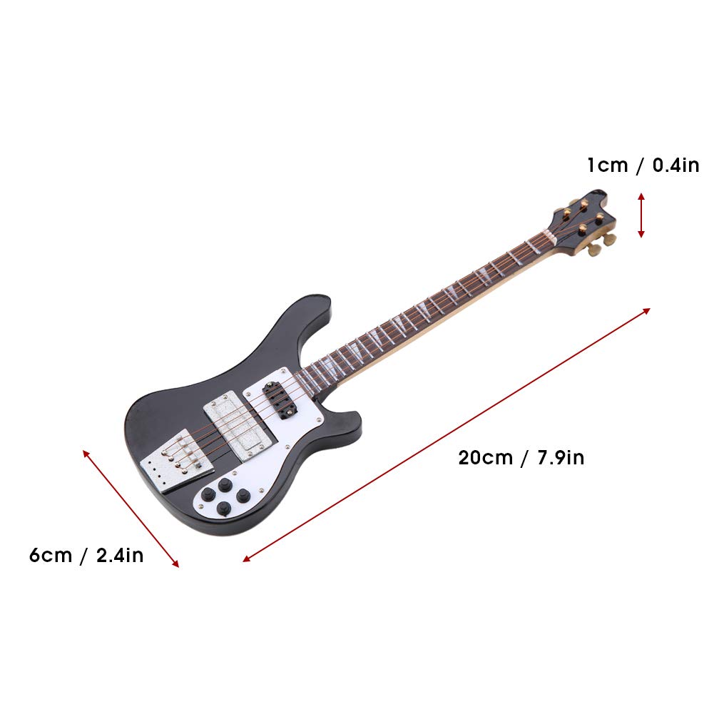 Black Miniature Bass Guitar with Stand and Case W468