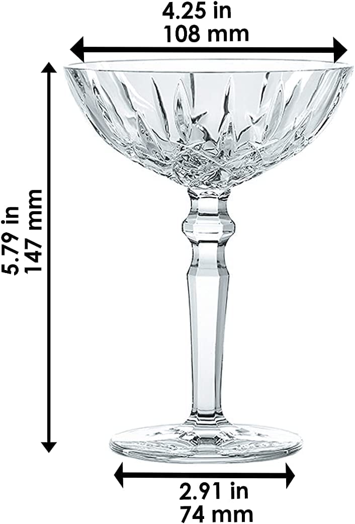 Clear Crystal Cocktail Coupe Glasses, Set of 2 K4878