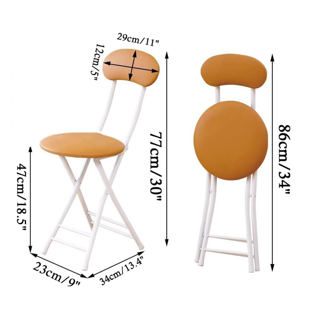 Folding High Back Stool Heavy Duty 18" Collapsible Round Stool with Compact Design and Padded Seat (Black 47cm/18.5in) J950