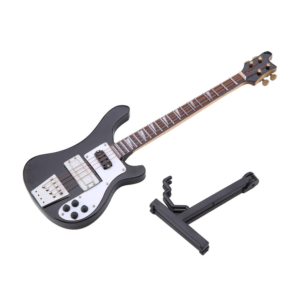 Black Miniature Bass Guitar with Stand and Case W468