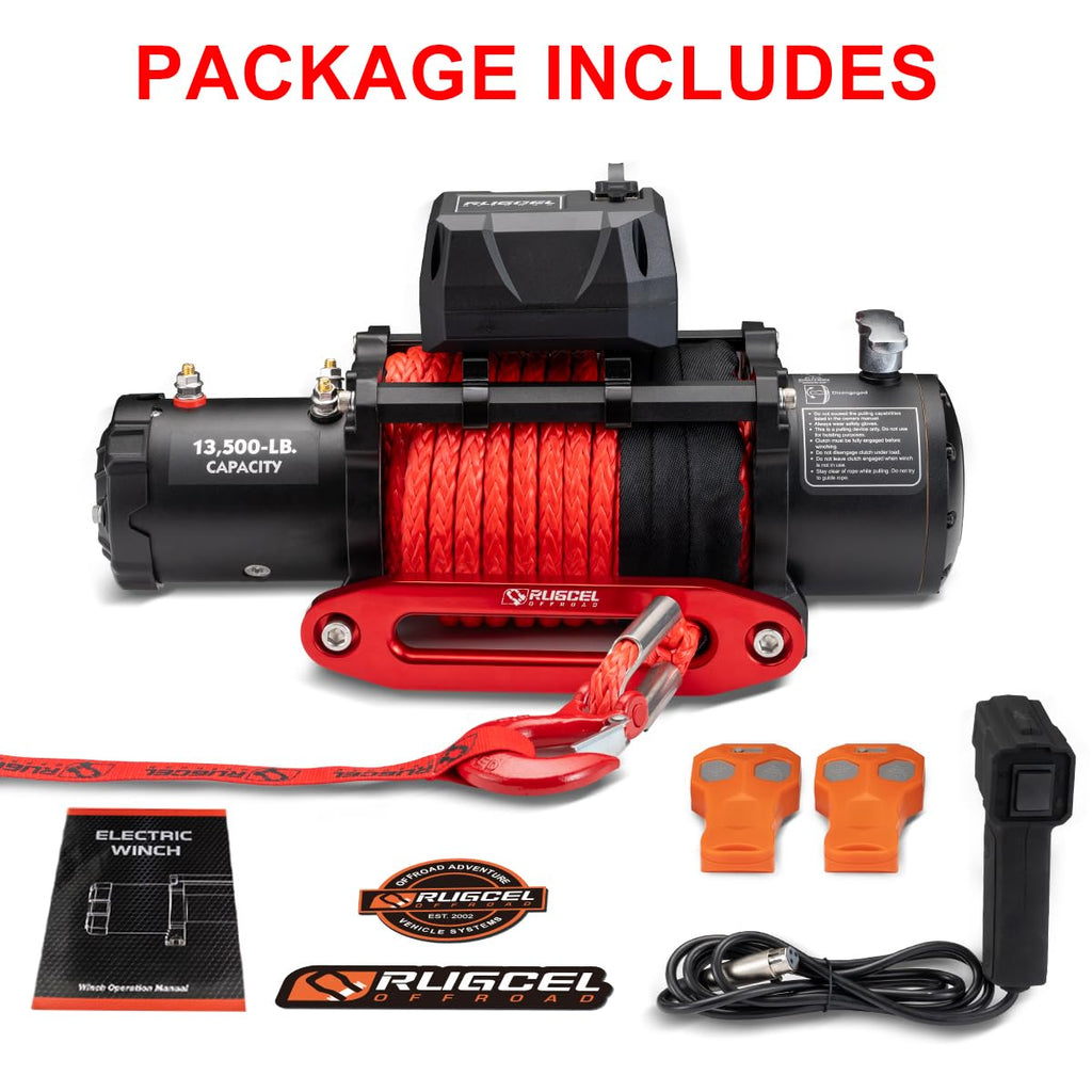 13500lb Waterproof 12V Synthetic Rope Electric Truck Winch W1755