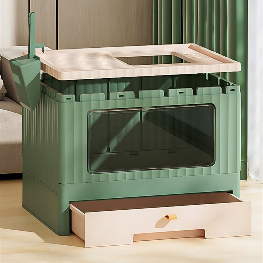 Foldable Cat Litter Box with Lid & Scoop D491650