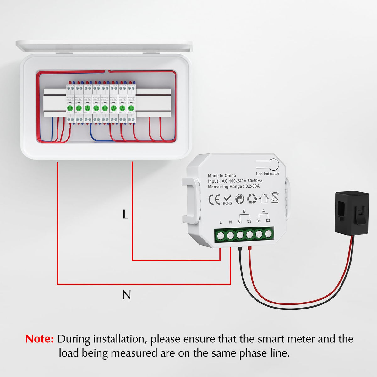 1-Channel WiFi Power Meter 80A Smart Energy Monitor R53530