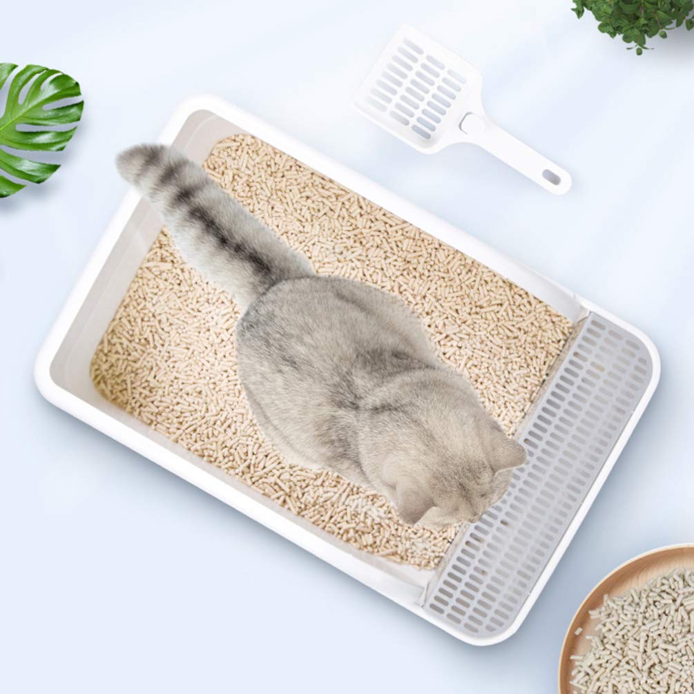 Plastic Half Covered Cat Litter Box A244281