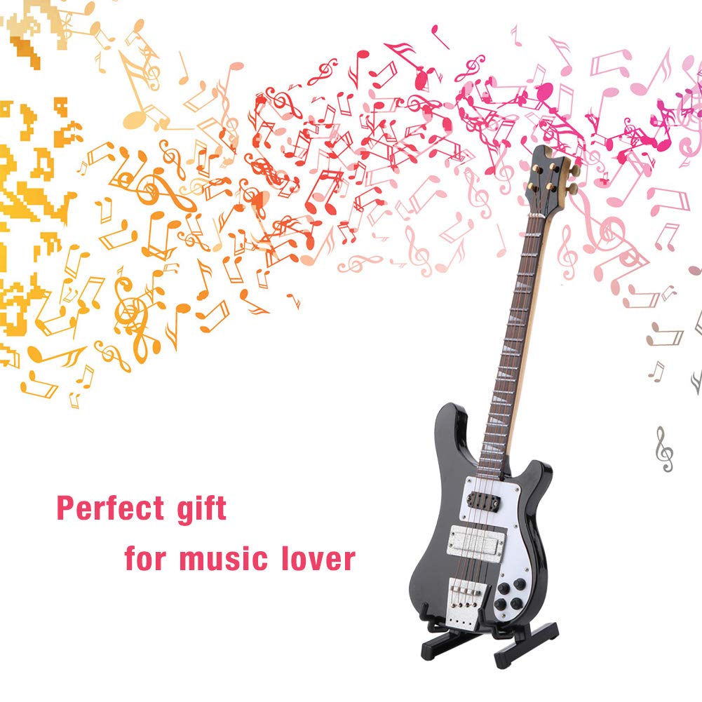 Black Miniature Bass Guitar with Stand and Case W468