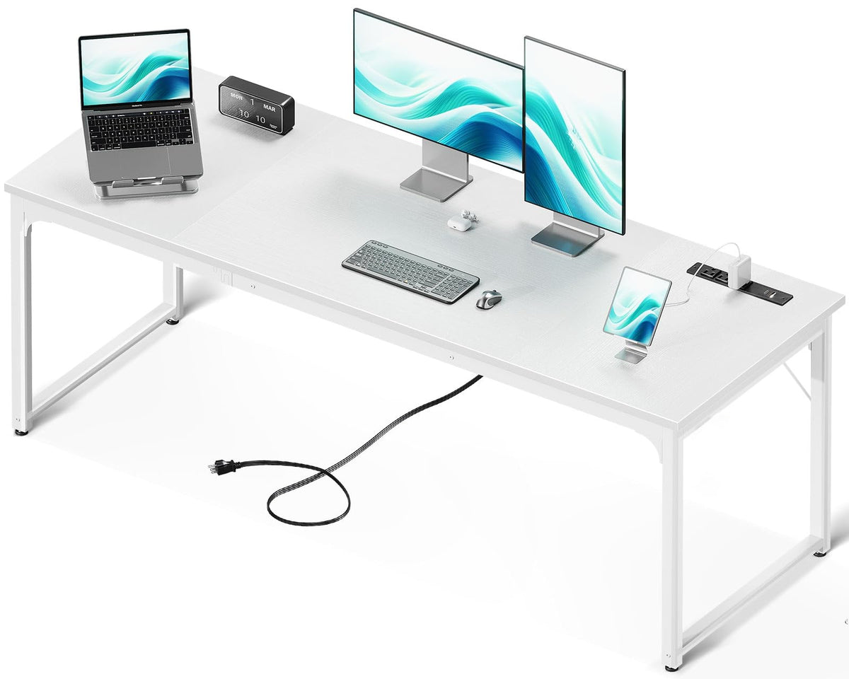 71 Inch White Computer Desk with USB Ports O257761