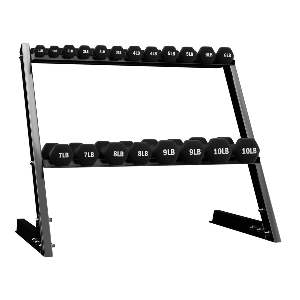 Neoprene Coated Iron Dumbbell Set with Stand O29447