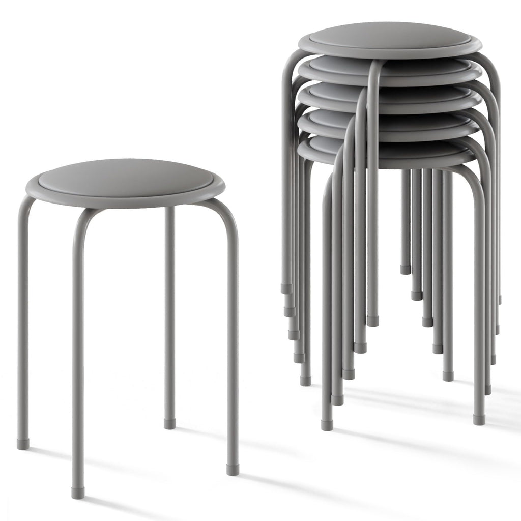 Grey 17 Inch Padded Steel Stacking Stools L230