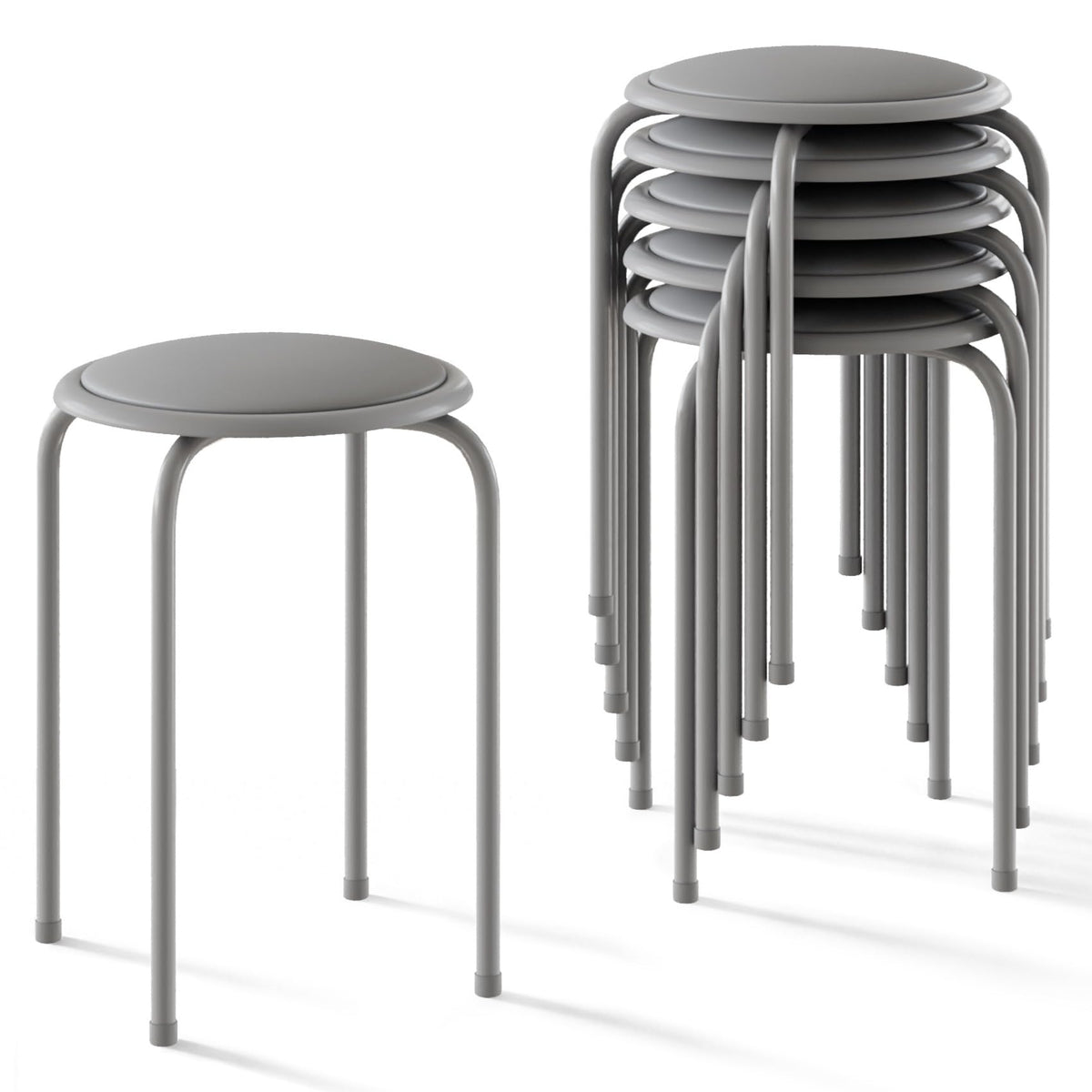 Grey 17 Inch Padded Steel Stacking Stools L230