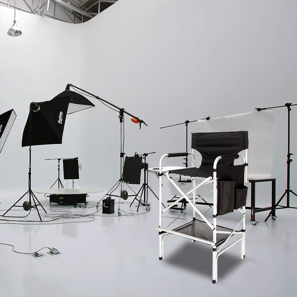 Black Folding Director Chair with Side Table S9309