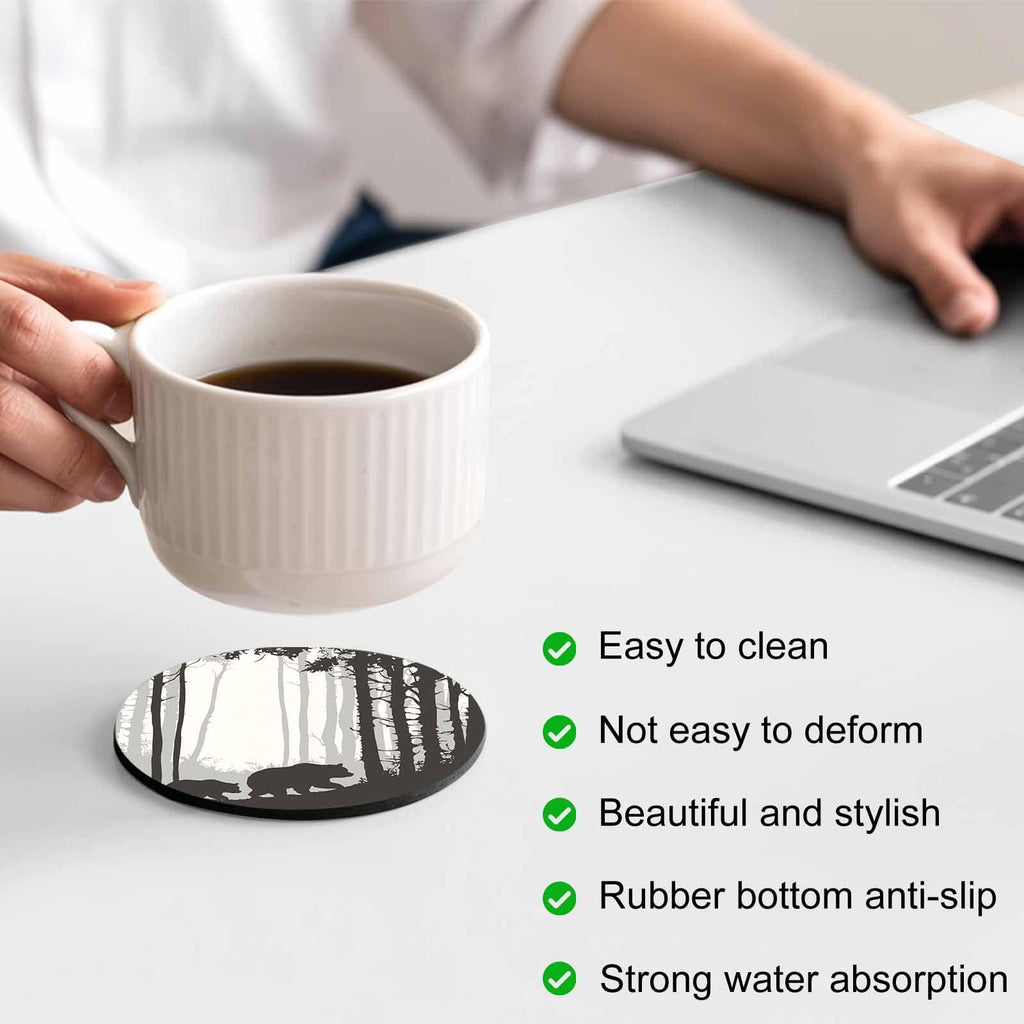 Black Grey Set of 4 Soft Absorbent Coasters Y2277