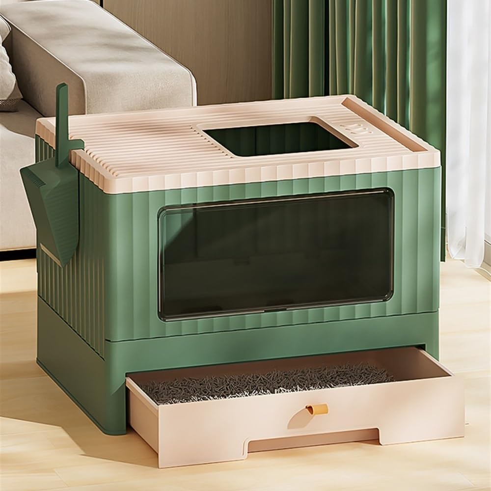 Foldable Cat Litter Box with Lid & Scoop D491650