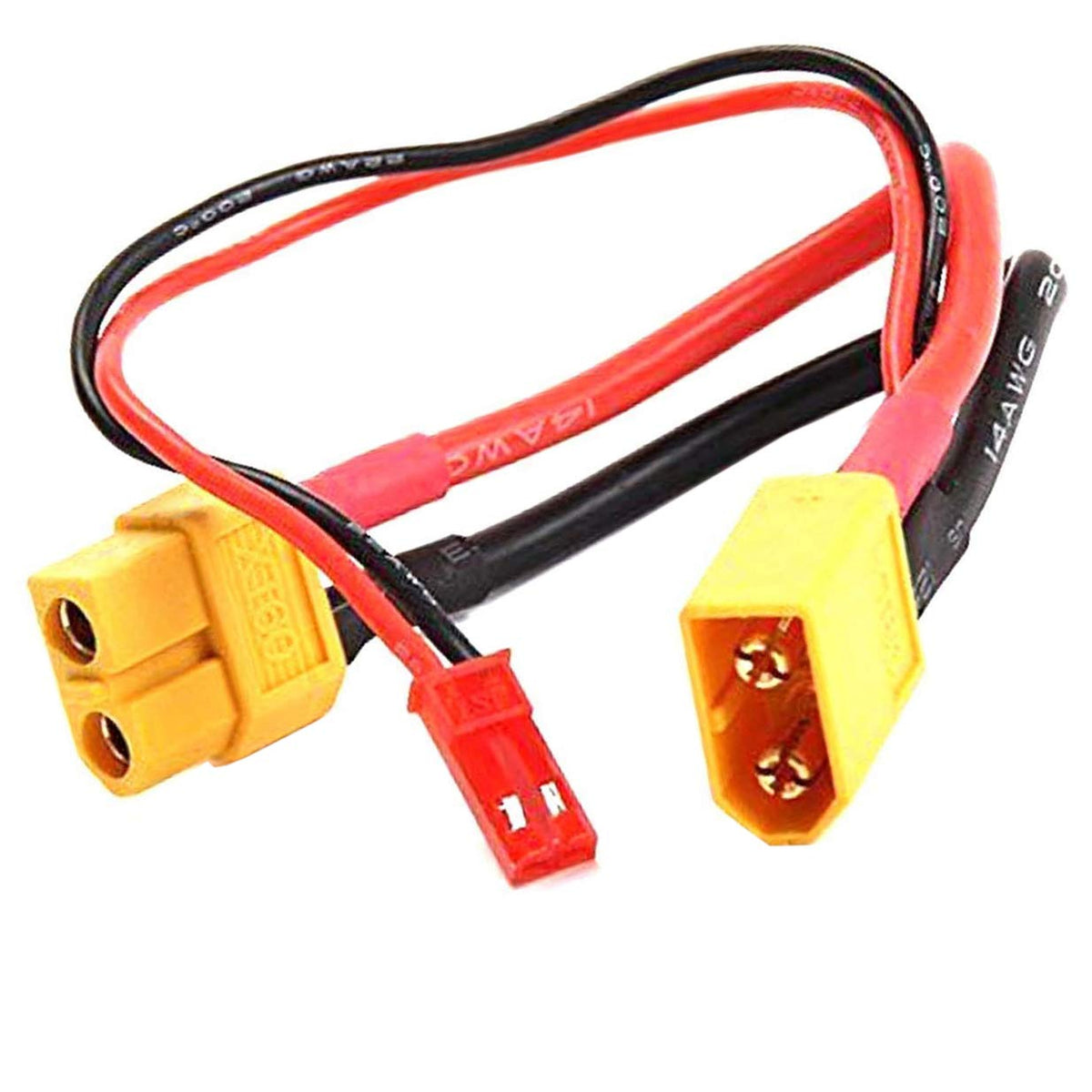 14AWG XT60 Parallel Battery Connector 2-Male to 1-Female Cable Splitter Harness Adapter A117