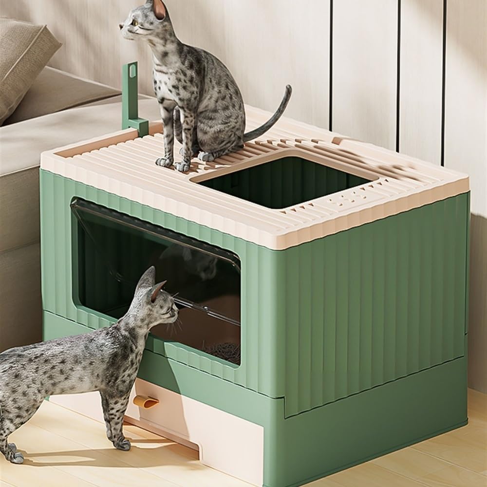 Foldable Cat Litter Box with Lid & Scoop D491650