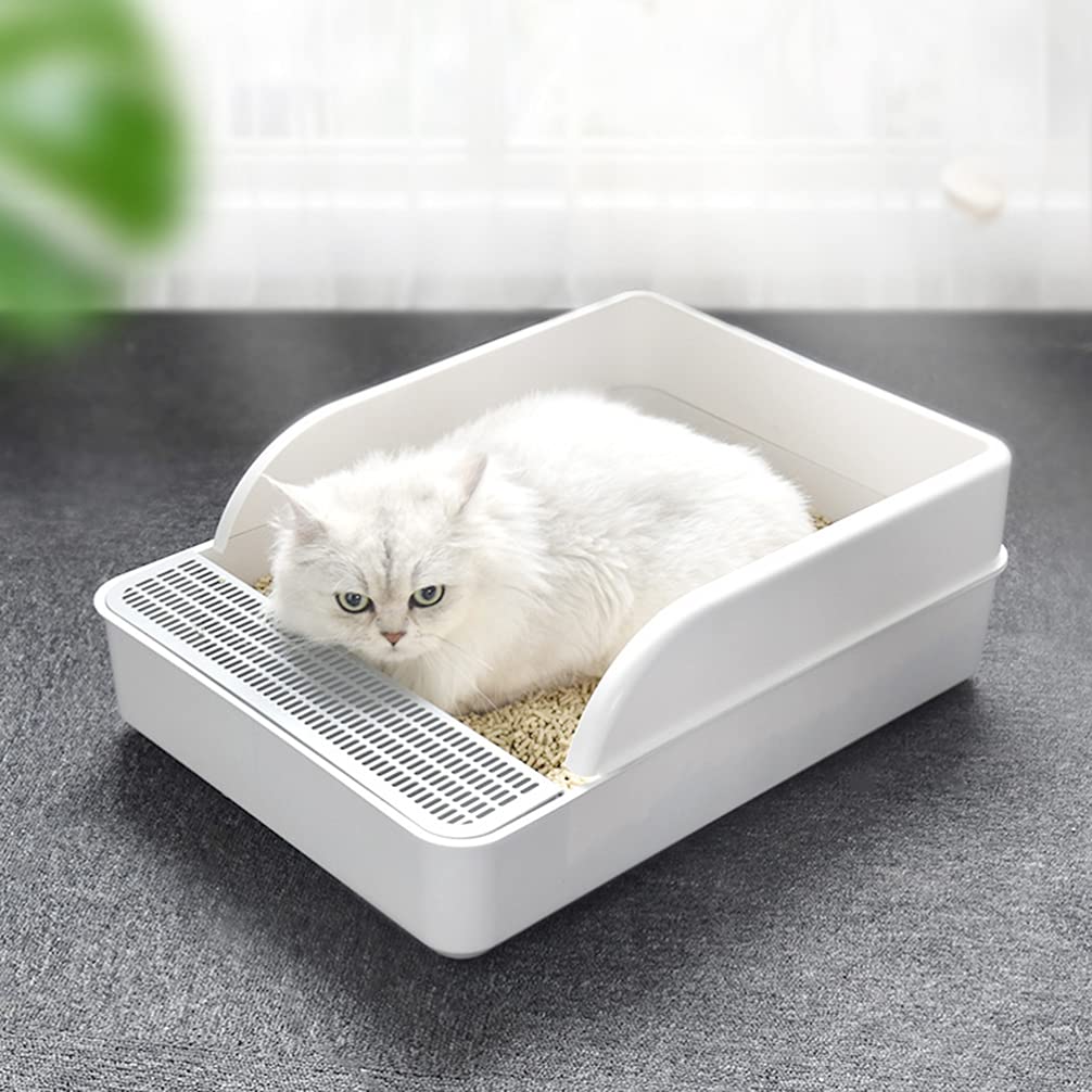 Plastic Half Covered Cat Litter Box A244281