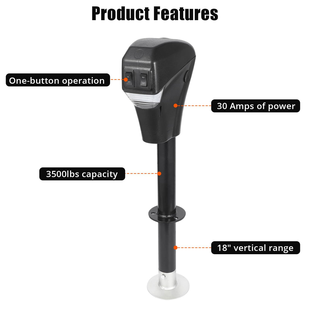 3500lbs 12V Electric Tongue Jack with LED W9667