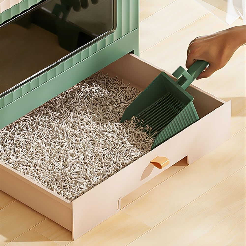 Foldable Cat Litter Box with Lid & Scoop D491650