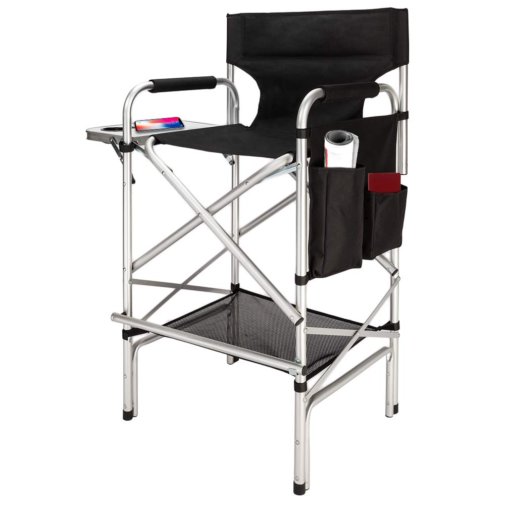 Black Folding Director Chair with Side Table S9309
