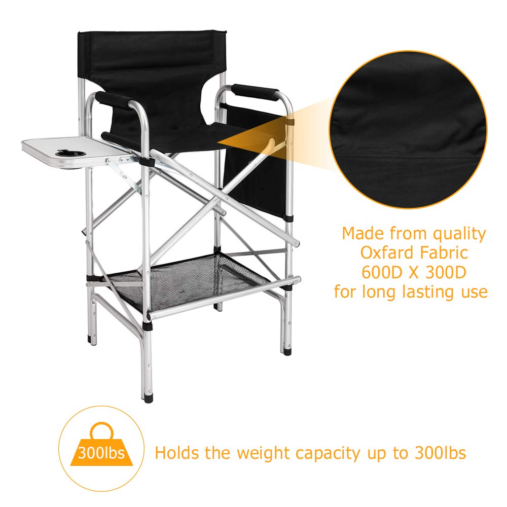 Black Folding Director Chair with Side Table S9309