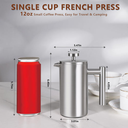 12 OZ Stainless Steel French Press Coffee Maker U1462