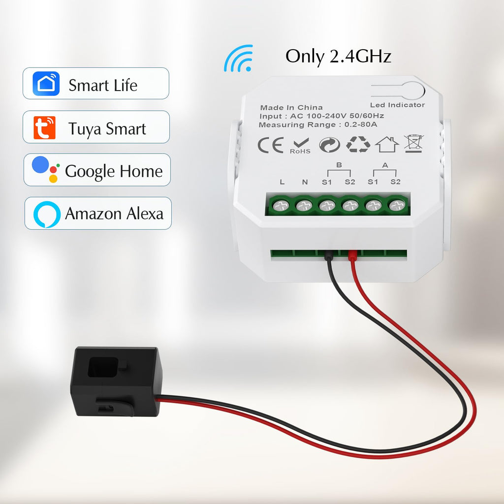 1-Channel WiFi Power Meter 80A Smart Energy Monitor R53530