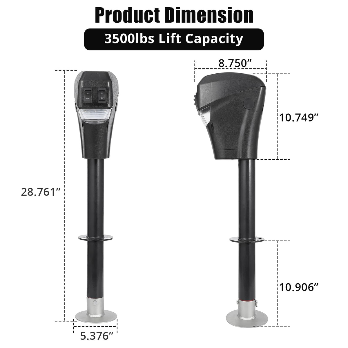 3500lbs 12V Electric Tongue Jack with LED W9667