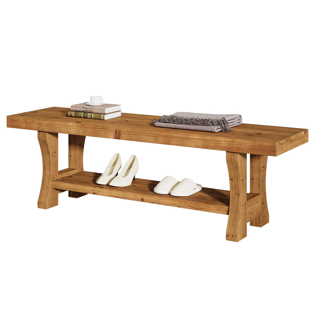 Brown Solid Wood Entryway Bench M553401