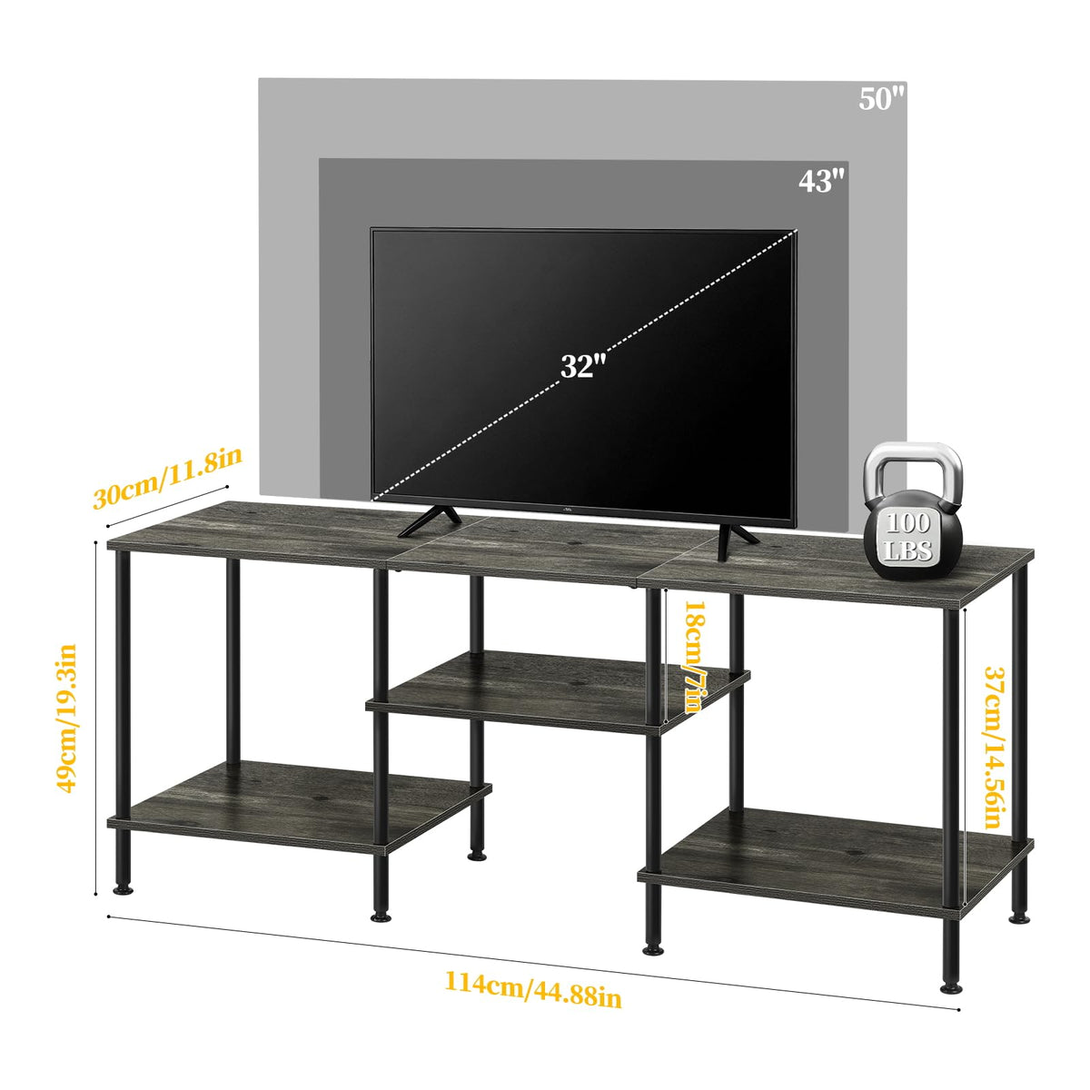 50 Inch Dark Grey TV Stand with Storage C190