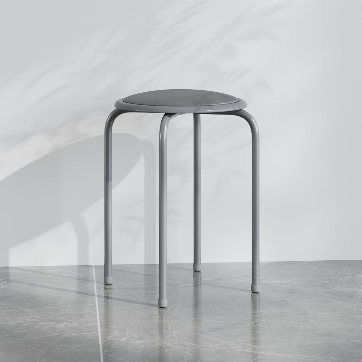 Grey 17 Inch Padded Steel Stacking Stools L230