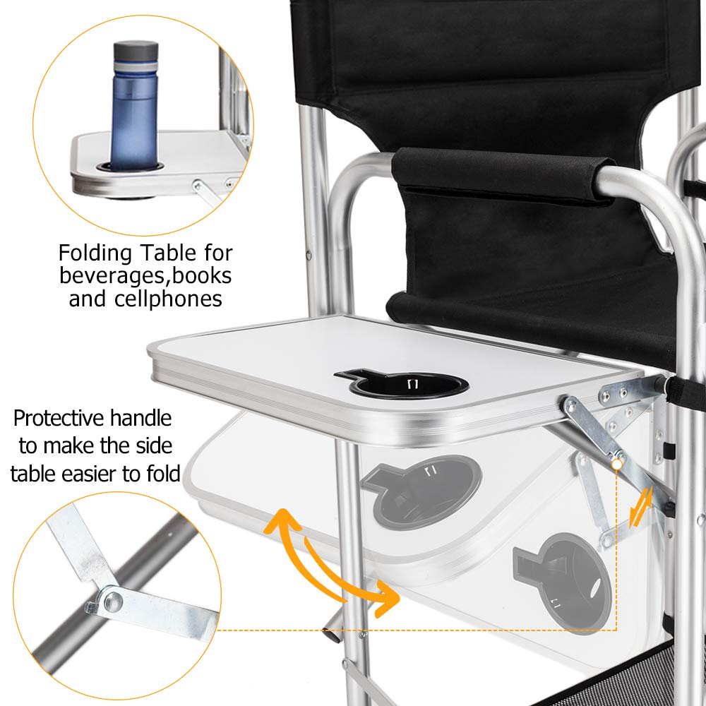 Black Folding Director Chair with Side Table S9309