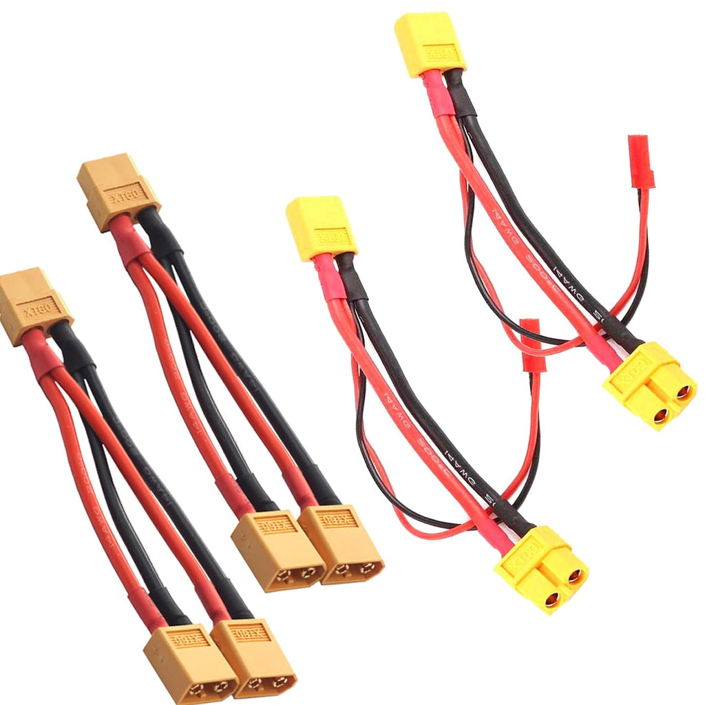 14AWG XT60 Parallel Battery Connector 2-Male to 1-Female Cable Splitter Harness Adapter A117