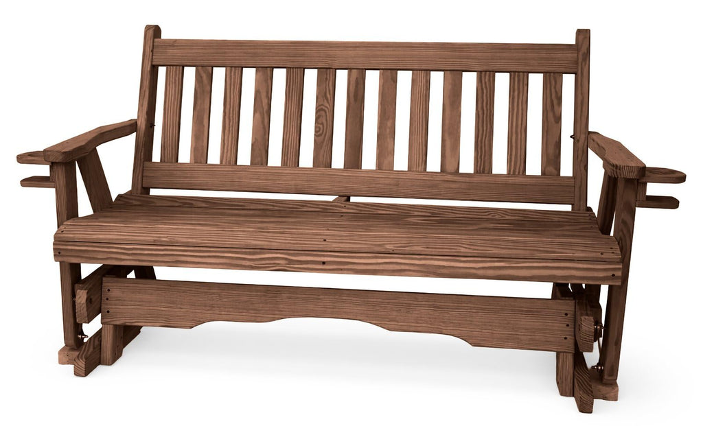 5 FT Walnut 3 Person Solid Pine Wood Glider Bench F557
