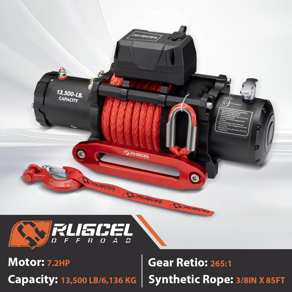 13500lb Waterproof 12V Synthetic Rope Electric Truck Winch W1755