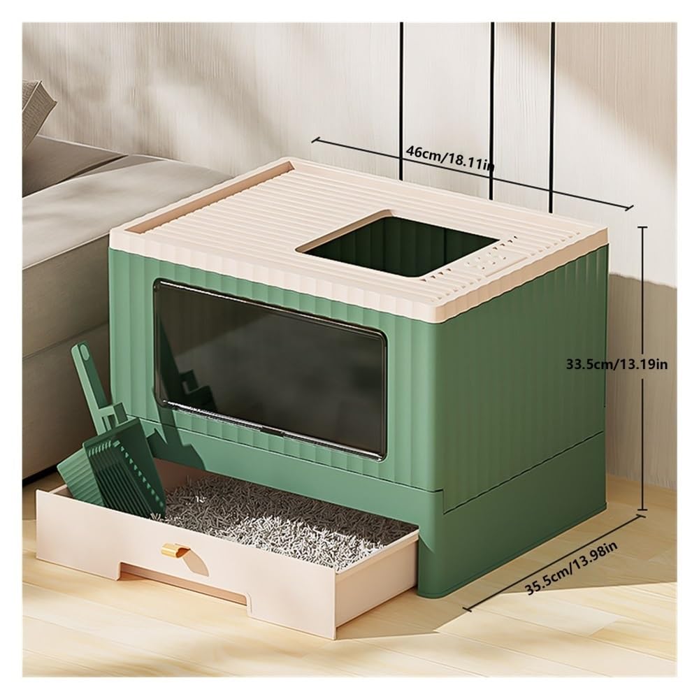 Foldable Cat Litter Box with Lid & Scoop D491650