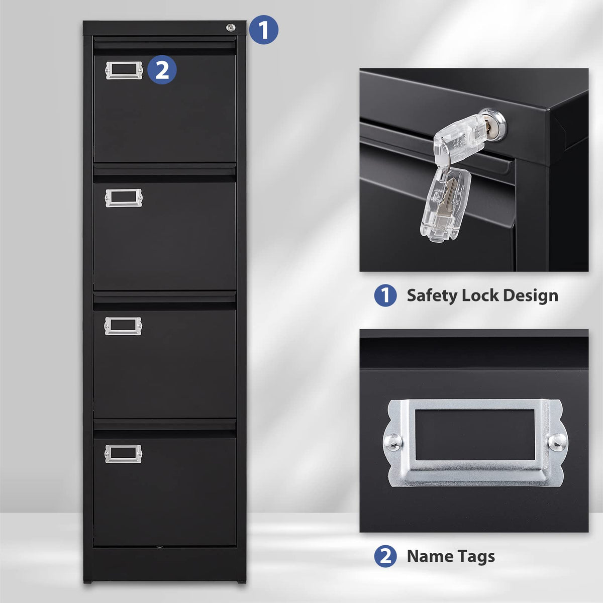 4 Drawer Metal Vertical File Cabinet with Lock Z632675