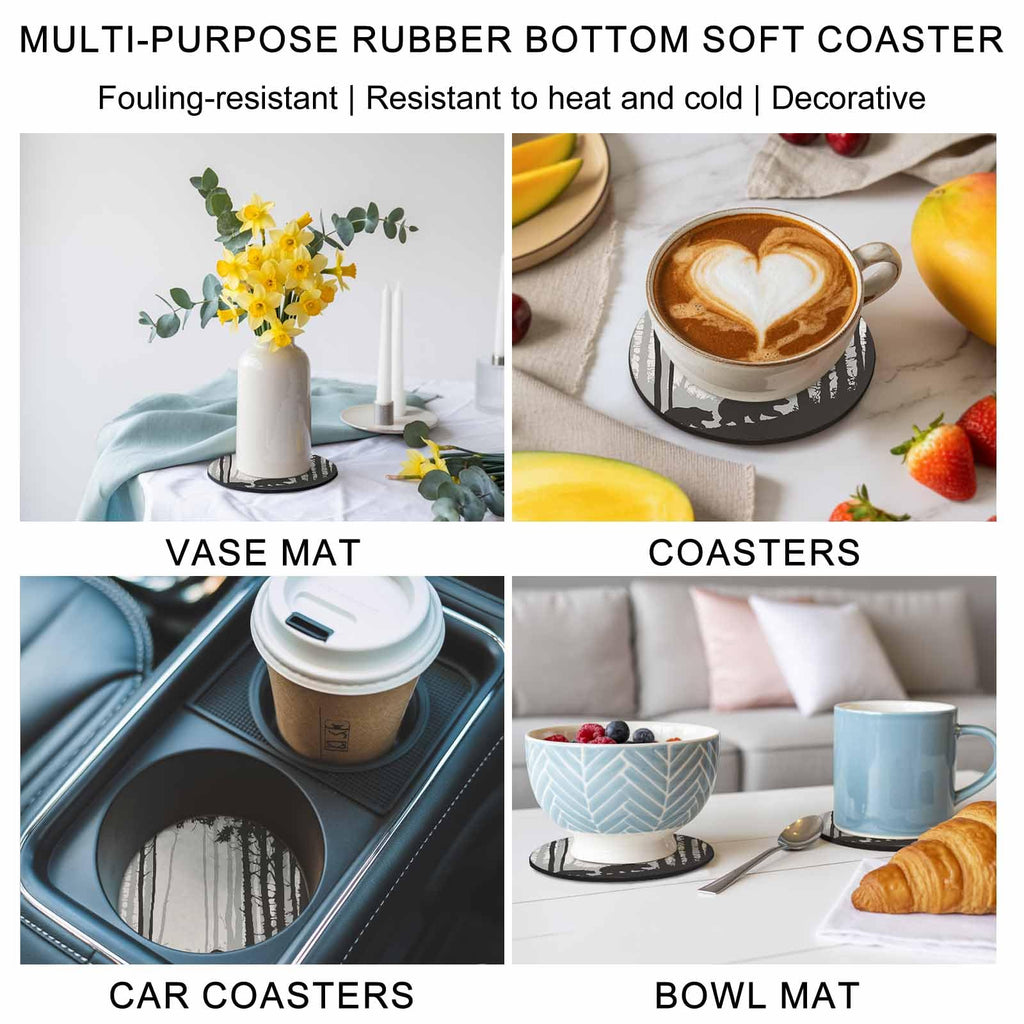Black Grey Set of 4 Soft Absorbent Coasters Y2277