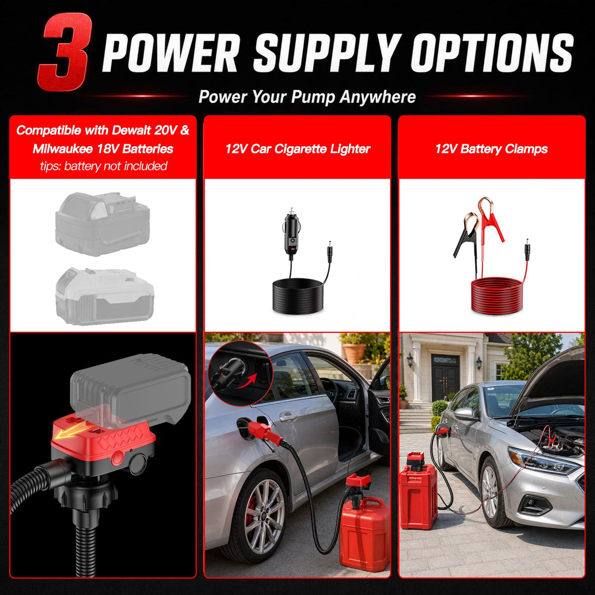 Cordless Fuel Transfer Pump with Auto Stop & Hand-Trigger Nozzle V632
