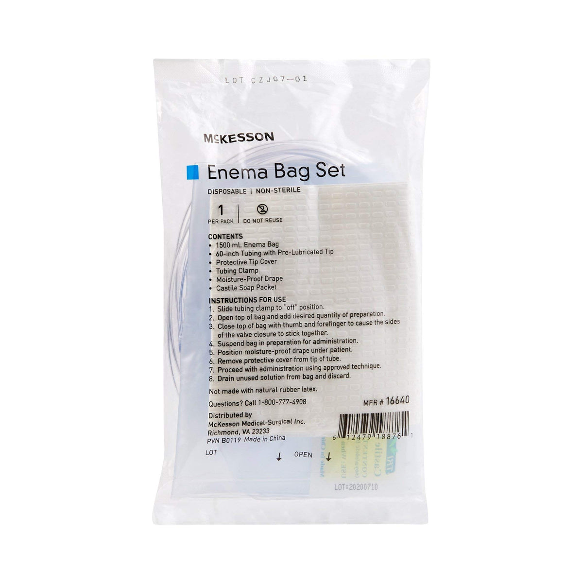 Non-Sterile Single Use Disposable Enema Bag Set 50 Count A1481