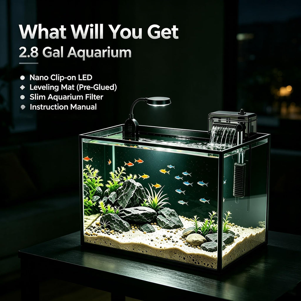 2.8 Gallon Aquarium Starter Kit with LED and Filter Pump V677