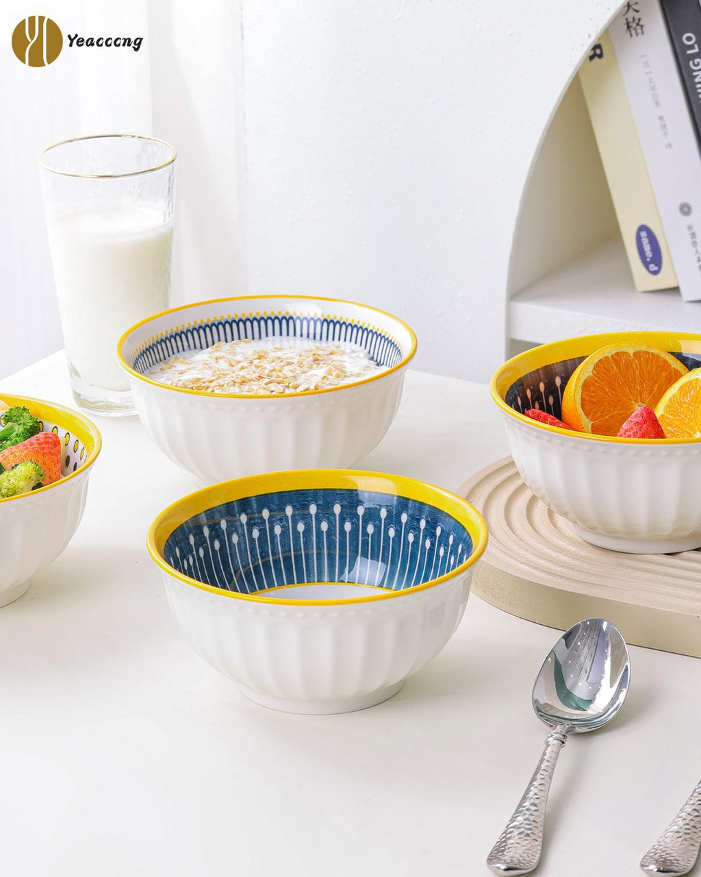 Bohemian Ceramic Bowls Set of 4 F9996