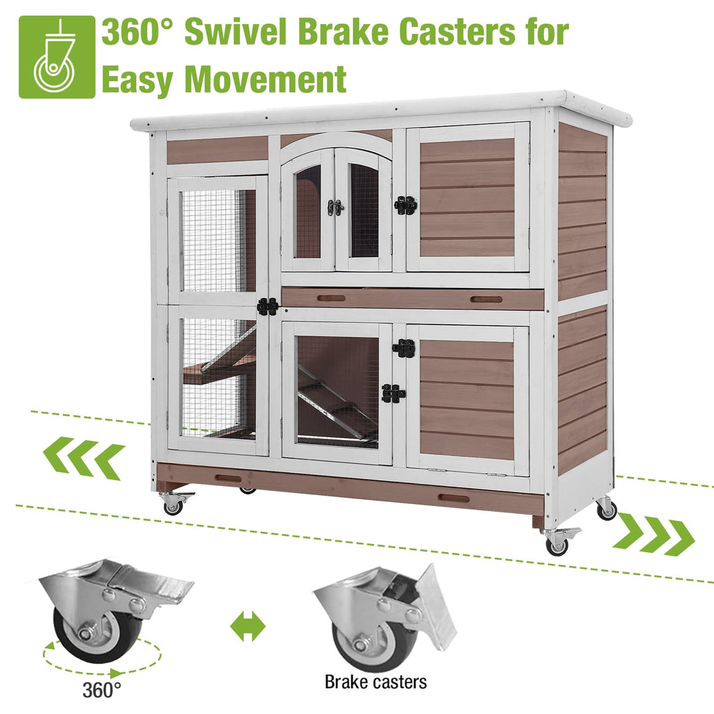 Two-Story Rabbit Hutch with Wheels F33558